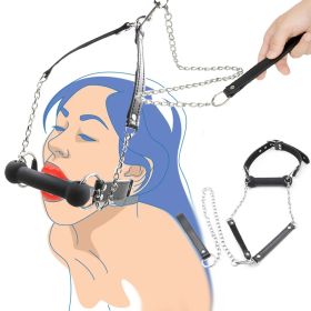 Bondage Silicone Dog Bone Ball Gag,Leash Chain Attached,Puppy Play Mouth Stuffed Stick Restraint Gag Slave Roleplay Sex Toy - 1