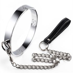 SM Metal Stainless Steel Neck Collar BDSM Sexy Leash Ring Chain Slave Bondage Toys Role Play Erotic Sex Toys For Women Men - W