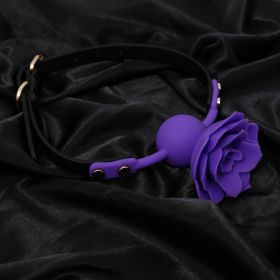 Silicone Rose Ball Gag Nipple Bondage Lace Flower Open Mouth Gags Oral Fixation Adult Sex Toys For Couples Adult BDSM Game - Purple