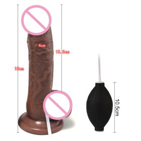 Ejaculating Realistic Spray Water Penis with Suction Cup for Women Big Dick Dildo Vagina Massager Masturbation Lesbain Sex Toy - S - Brown