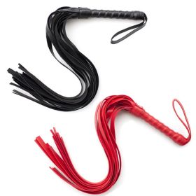 3Colors PU Leather Whip With Tassel Spanking Paddle Scattered Whip Knout Flirting Sex Toys For SM Adult Games Erotic Accessories - black