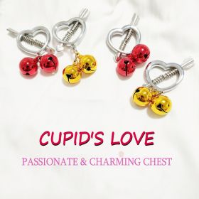 Heart-shaped Chest Clip Sexy Adjustable Nipple Clamp Small Bell Adult Fetish Flirting Sex Toys Bdsm Teasing Breast Couples Woman - gold