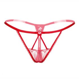 Sexy Lingerie Crotchless Women's Panties Lace Bowknot G-strings Thongs Temptation Erotic Women Underwear Intimate Underpant - 54--red