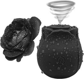 Rose Sex Toy For Women;  Waterproof Vaginal Suction Vibrator;  Intimate Nipple Sucking Cup;  Oral Clitoral Stimulato - Black