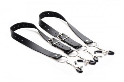 Spread Labia Spreader Straps with Clamps Black - XRAF500