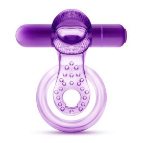 Lick It Vibrating Double Strap Cock Ring Purple - BN61911