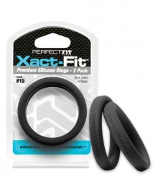 Perfect Fit Xact-Fit #19 2 Pack Black Cock Rings - PERCR82B