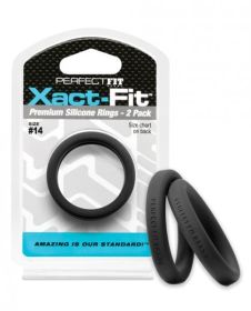 Perfect Fit Xact-Fit #14 Black Pack Of 2 Cock Rings - TCN-PF-CR-77B