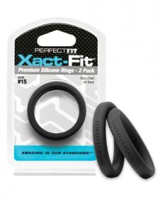 Perfect Fit Xact-Fit #15 Black Pack Of 2 Cock Rings - TCN-PF-CR-78B