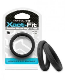 Perfect Fit Xact-Fit #16 Black Pack Of 2 Cock Rings - TCN-PF-CR-79B