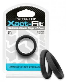 Perfect Fit Xact-Fit #11 2 Pack Black Cock Rings - PERCR74B