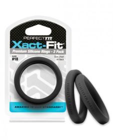 Perfect Fit Xact-Fit #18 2 Pack Black Cock Rings - PERCR81B