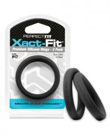 Perfect Fit Xact-Fit #17 2 Pack Black Cock Rings - PERCR80B