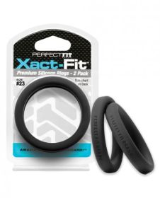 Perfect Fit Xact-Fit #23 2 Pack Black Cock Rings - PERCR86B