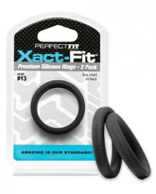 Perfect Fit Xact-Fit #13 2 Pack Black Cock Rings - PERCR76B