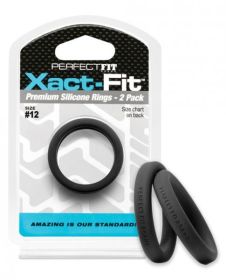 Perfect Fit Xact-Fit #12 2 Pack Black Cock Rings - PERCR75B