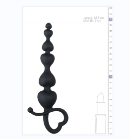 Anal Chain with Pull Ring - 18.5 cm / 3.35 inch / 7.28 inch - - Black Anal Beads - For him and her - IImage color