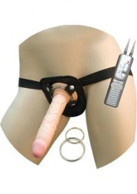 All American Whoppers 7 inches Vibrating Dong Universal Harness Beige - NW23261