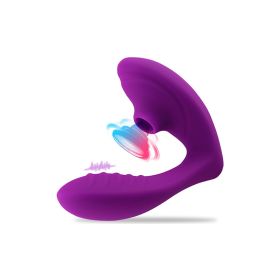 10 Levels Dual Motors Clitoral Sucking & G-spot Dildo Vibrator - Purple