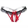 Sexy Lingerie Crotchless Women's Panties Lace Bowknot G-strings Thongs Temptation Erotic Women Underwear Intimate Underpant - 90--red