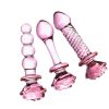 Flower Crystal Glass Anal Plug Masturbation Sex Toys For Women Men Butt Plug Adult Products Pink Prostate Massager Anal Sex Toys - 1