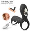 Muitar Strong Vibration Delay Massage Ring Silicone Massager Waterproof For Men - black