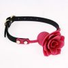 Silicone Rose Ball Gag Nipple Bondage Lace Flower Open Mouth Gags Oral Fixation Adult Sex Toys For Couples Adult BDSM Game - Purple