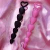 Soft Silicone Anal Beads Long Butt Plugs Ass Massage Heart Shape Anal Plug Dilator Adult Sexual Games Sex Toys for Gay Men Women - black