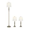 Modern Farmhouse 3-Pack Table and Floor Lamp Set, Wood - White