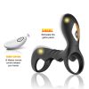 Muitar Strong Vibration Delay Massage Ring Silicone Massager Waterproof For Men - black