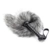 Leather Whip Handle Fox Tail Fur Fetish Ass Spanking Paddle Flogger BDSM Flirt Slave Erotic Sex Toys for Female Male Couples - black