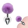 Detachable Anal Plug Real Bunny tail Smooth Touch Metal Butt Plug Tail Erotic BDSM Sex Toys for Woman Couples Adult Games - grey