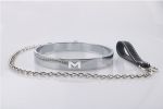 SM Metal Stainless Steel Neck Collar BDSM Sexy Leash Ring Chain Slave Bondage Toys Role Play Erotic Sex Toys For Women Men - M