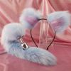 Fox Anal Plug Sex Toys Foxtail Bow Metal Butt Anal Plug Cute Bow-Knot Soft Cat Ears Headbands Erotic Cosplay Couples Accessories - Full purple