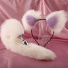 Fox Anal Plug Sex Toys Foxtail Bow Metal Butt Anal Plug Cute Bow-Knot Soft Cat Ears Headbands Erotic Cosplay Couples Accessories - Full purple