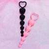 Soft Silicone Anal Beads Long Butt Plugs Ass Massage Heart Shape Anal Plug Dilator Adult Sexual Games Sex Toys for Gay Men Women - Pink