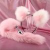 Fox Anal Plug Sex Toys Foxtail Bow Metal Butt Anal Plug Cute Bow-Knot Soft Cat Ears Headbands Erotic Cosplay Couples Accessories - Full purple