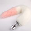 Metal Feather Anal Toys Fox Tail Anal Plug Erotic Anus Toy Butt Plug Sex Toys for Woman and Men Sexy Butt Plug Adult Accessories - White