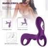 USB Charging Male Vibrating Ring, 9 Speed Vibrating Ring Vibrating Band - Purple