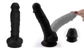 Realistic Texture 8 Inches Black Dildo Dongs(BBC)  with Suction Cup  - Black