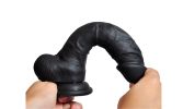 Realistic Texture 8 Inches Black Dildo Dongs(BBC)  with Suction Cup  - Black