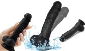 Realistic Texture 8 Inches Black Dildo Dongs(BBC)  with Suction Cup  - Black